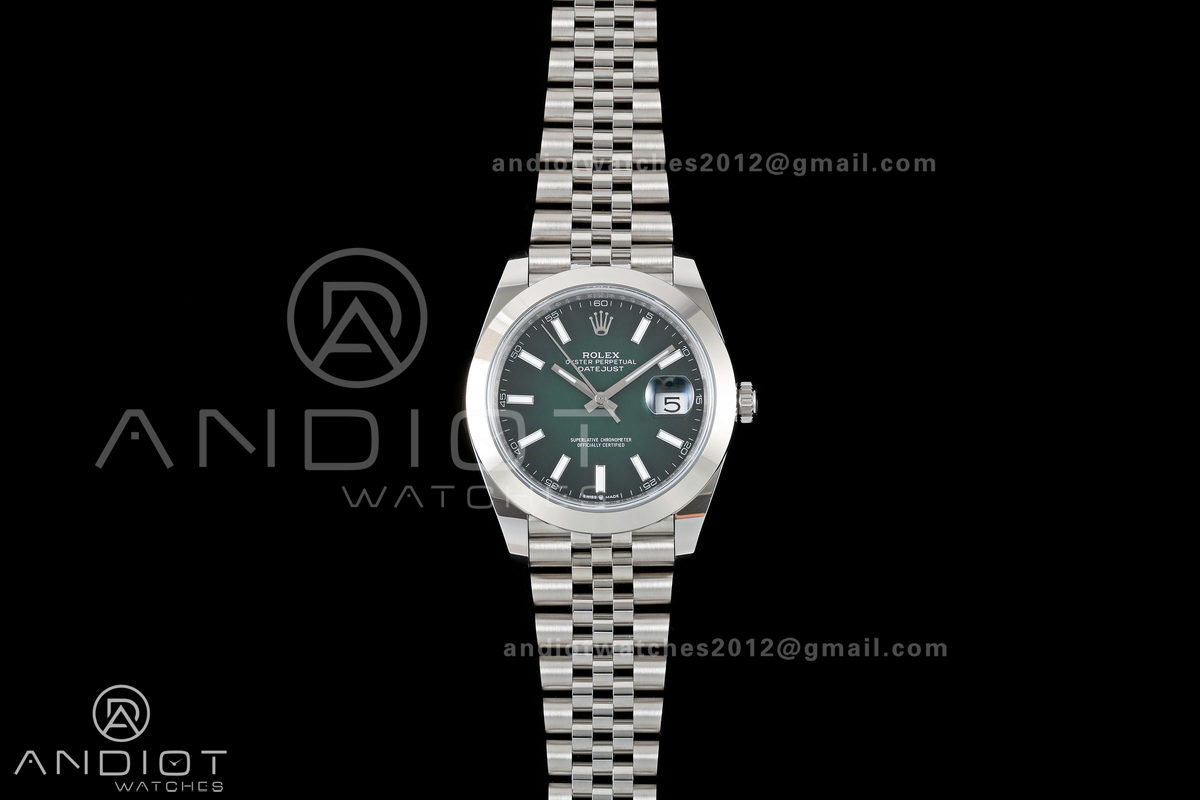 DateJust 41 126300 904L SS ARF 1:1 Best Edition Green Textured Stick Dial on Jubilee Bracelet DD3235